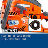 MTM Chainsaw Petrol Commercial 20 Bar E-Start Tree Pruning Chain Saw HP - Front View
