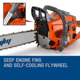 MTM Chainsaw Petrol Commercial 20 Bar E-Start Tree Pruning Chain Saw HP - Side View