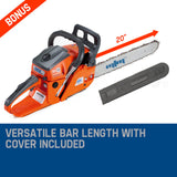 MTM Chainsaw Petrol Commercial 20 Bar E-Start Tree Pruning Chain Saw HP - 45-Degree Angle