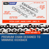 MTM Chainsaw Petrol Commercial 20 Bar E-Start Tree Pruning Chain Saw HP - Low Angle