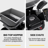 MICHIGAN 7HP 212cc Petrol Commercial Wood Chipper Shredder, Tree Mulcher - Raptor 950 - Side View