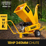 MICHIGAN 18HP 420cc Petrol Commercial Wood Chipper, Towable, Tree Mulcher - Ravenger 1950 - Front View