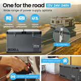 GECKO 75L Dual Zone Portable Fridge / Freezer, SECOP German Brand Compressor, for Camping, Car, Caravan - 45-Degree Angle