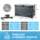 GECKO 75L Dual Zone Portable Fridge / Freezer, SECOP German Brand Compressor, for Camping, Car, Caravan - Rear View