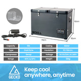 GECKO 92L Dual Zone Portable Fridge / Freezer, SECOP German Brand Compressor, for Camping, Car, Caravan - Rear View