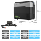 Gecko 50L Portable Fridge Freezer 12V/24V/240V for Camping, Car, Caravan, Boats - Rear View
