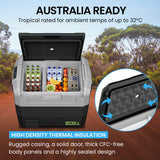 Gecko 65L Portable Fridge Freezer 12V/24V/240V for Camping, Car, Caravan, Boats - Close-Up Angle