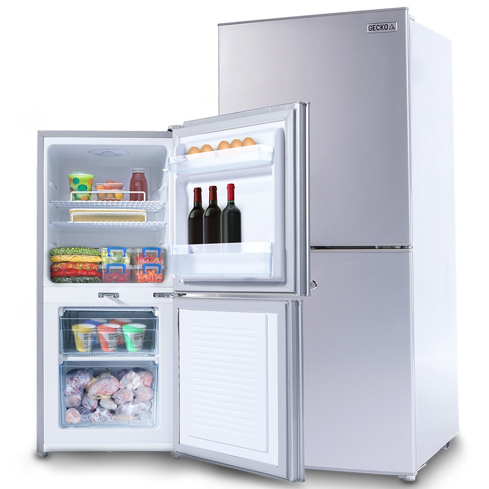 GECKO 119L Upright Portable Fridge / Freezer, 12V/24V for Motorhome and Caravan, Silver
