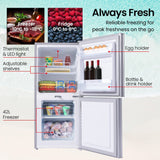 GECKO 119L Upright Portable Fridge / Freezer, 12V/24V for Motorhome and Caravan, Silver - Front View