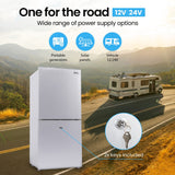 GECKO 119L Upright Portable Fridge / Freezer, 12V/24V for Motorhome and Caravan, Silver - Top-Down View