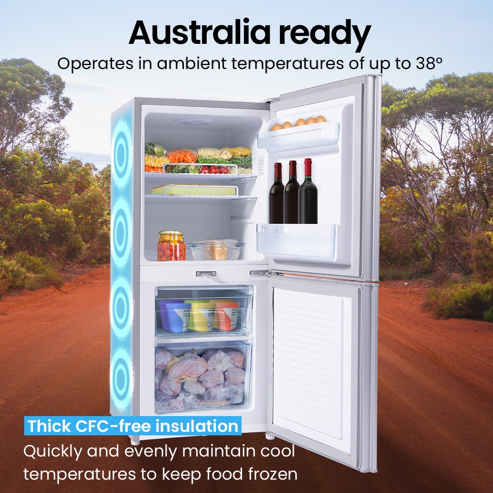 GECKO 119L Upright Portable Fridge / Freezer, 12V/24V for Motorhome and Caravan, Silver