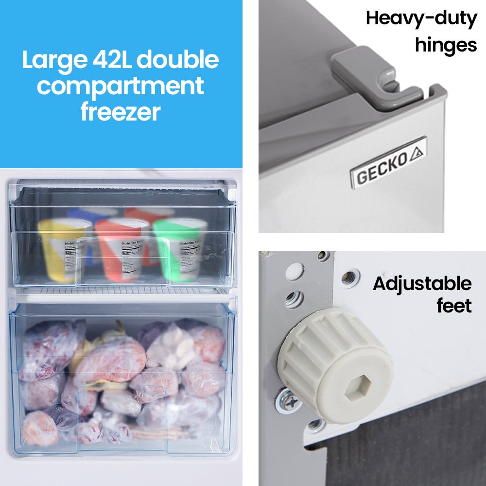 GECKO 119L Upright Portable Fridge / Freezer, 12V/24V for Motorhome and Caravan, Silver
