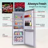 GECKO 139L Upright Portable Fridge / Freezer, 12V/24V for Motorhome and Caravan, Silver - Front View