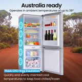 GECKO 139L Upright Portable Fridge / Freezer, 12V/24V for Motorhome and Caravan, Silver - Close-Up Angle