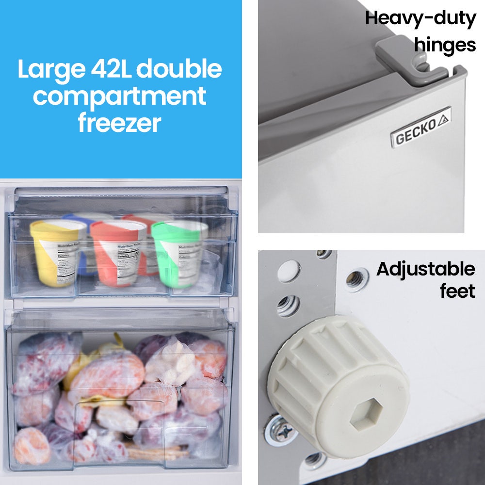 GECKO 139L Upright Portable Fridge / Freezer, 12V/24V for Motorhome and Caravan, Silver