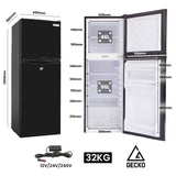 GECKO 142L Upright Portable Fridge / Freezer, 12V/24V for Motorhome and Caravan, Black - Front View