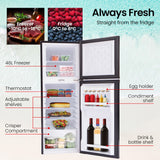 GECKO 142L Upright Portable Fridge / Freezer, 12V/24V for Motorhome and Caravan, Black - Side View