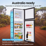 GECKO 142L Upright Portable Fridge / Freezer, 12V/24V for Motorhome and Caravan, Black - Low Angle
