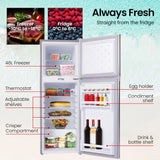 GECKO 142L Upright Portable Fridge / Freezer, 12V/24V for Motorhome and Caravan, Silver - Side View