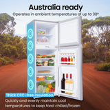 GECKO 142L Upright Portable Fridge / Freezer, 12V/24V for Motorhome and Caravan, Silver - Low Angle