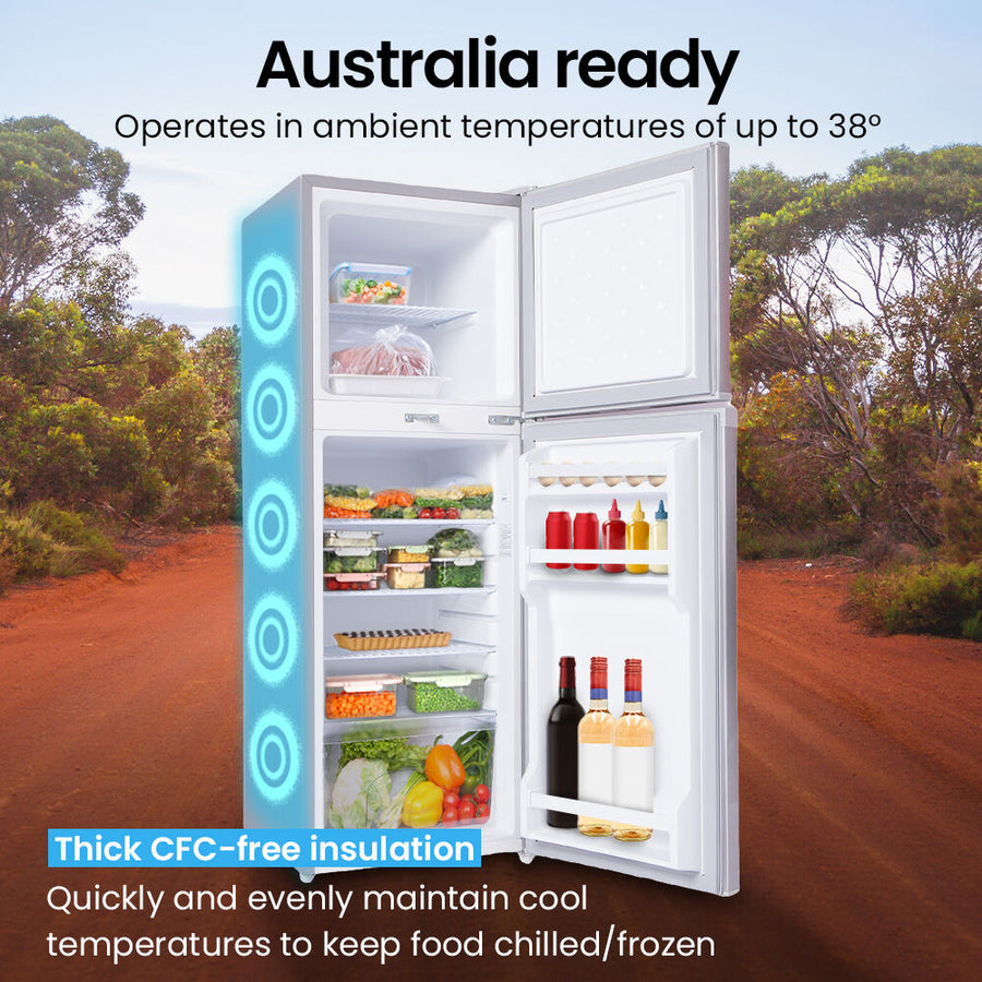 GECKO 142L Upright Portable Fridge / Freezer, 12V/24V for Motorhome and Caravan, Silver