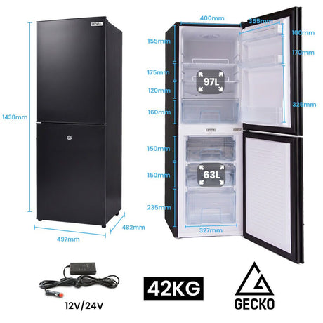 Gecko 160L upright portable fridge freezer in black, 12V/24V, image 15
