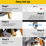 Thermomate Portable Gas Outdoor Camping Hot Water Heater System, with 12V Pump, Shower Head, White - Low Angle