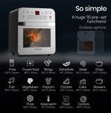 EUROCHEF 16L Digital Air Fryer Electric Airfryer Rotisserie Large Big Dry Cooker, Silver - Top-Down View