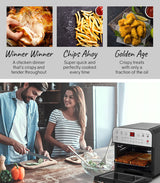 EUROCHEF 16L Digital Air Fryer Electric Airfryer Rotisserie Large Big Dry Cooker, Silver - Rear View