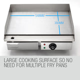 THERMOMATE Electric Griddle Grill BBQ Hot Plate Commercial Stainless Steel - Side View