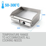 THERMOMATE Electric Griddle Grill BBQ Hot Plate Commercial Stainless Steel - 45-Degree Angle