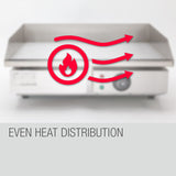 THERMOMATE Electric Griddle Grill BBQ Hot Plate Commercial Stainless Steel - Low Angle