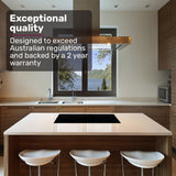 EuroChef 60cm 4 Zone Ceramic Cooktop, 6600W Electric, FlexiZone Adjustable Size Hobs, Touch Controls - Close-Up Angle