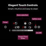 EuroChef 90cm 5 Zone Ceramic Cooktop, 8900W Electric, FlexiZone Adjustable Size Hobs, Touch Controls - Rear View