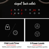 EuroChef 60cm Ceramic Cooktop 4 6 Zone Electric Glass Burner Top Flat Kitchen - Front View