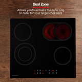 EuroChef 60cm Ceramic Cooktop 4 6 Zone Electric Glass Burner Top Flat Kitchen - Side View