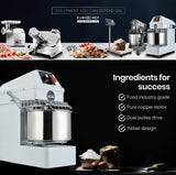 EUROCHEF 10L Spiral Dough Mixer Commercial Machine Bakery Kneader Small Litre - Side View