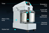 EUROCHEF 10L Spiral Dough Mixer Commercial Machine Bakery Kneader Small Litre - Extra Image