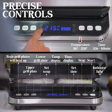 EUROCHEF EUC-CG7 Smart Multi Contact Grill Sandwich Panini Press Maker Fast Cafe Style - Low Angle