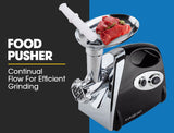 EUROCHEF Electric Meat Grinder, Stainless Steel Mincer Sausage Filler Kibbe Maker, Black - Top-Down View