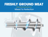 EUROCHEF Electric Meat Grinder, Stainless Steel Mincer Sausage Filler Kibbe Maker, Silver - Rear View