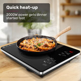EUROCHEF Induction Cooktop, 2000W, 9 Heat Levels, Fast Electric Portable Cooker, Touch Controls - Side View