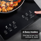 EUROCHEF Induction Cooktop, 2000W, 9 Heat Levels, Fast Electric Portable Cooker, Touch Controls - Top-Down View
