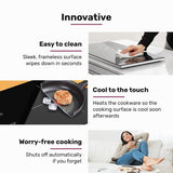 EUROCHEF Induction Cooktop, 2000W, 9 Heat Levels, Fast Electric Portable Cooker, Touch Controls - Rear View
