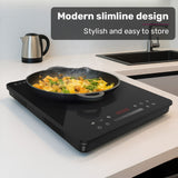 EUROCHEF Induction Cooktop, 2000W, 9 Heat Levels, Fast Electric Portable Cooker, Touch Controls with Slider - Side View