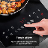 EUROCHEF Induction Cooktop, 2000W, 9 Heat Levels, Fast Electric Portable Cooker, Touch Controls with Slider - Top-Down View