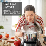 EUROCHEF Induction Cooktop, 2000W, 9 Heat Levels, Fast Electric Portable Cooker, Touch Controls with Slider - 45-Degree Angle