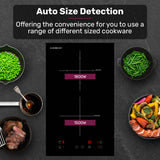 EuroChef 30cm 2 Zone Induction Cooktop, 3300W Electric, Touch Controls - 45-Degree Angle