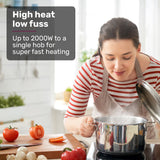 EUROCHEF Double Induction Cooktop, 9 Heat Levels, Fast Electric Portable Cooker, Touch Controls, Standard 10A Power Plug - Side View