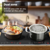 EUROCHEF Double Induction Cooktop, 9 Heat Levels, Fast Electric Portable Cooker, Touch Controls, Standard 10A Power Plug - 45-Degree Angle